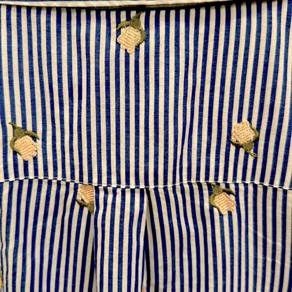 MARC NEW YORK Button Up Shirt Navy & White Stripe w/ Rose Embroidery ANDREW MARC - Picture 10 of 12